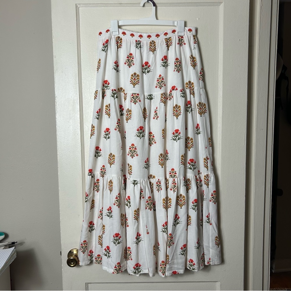 Antonio Melani isabelle a-line floral tiered maxi skirt womens 12 prairie - Picture 2 of 9